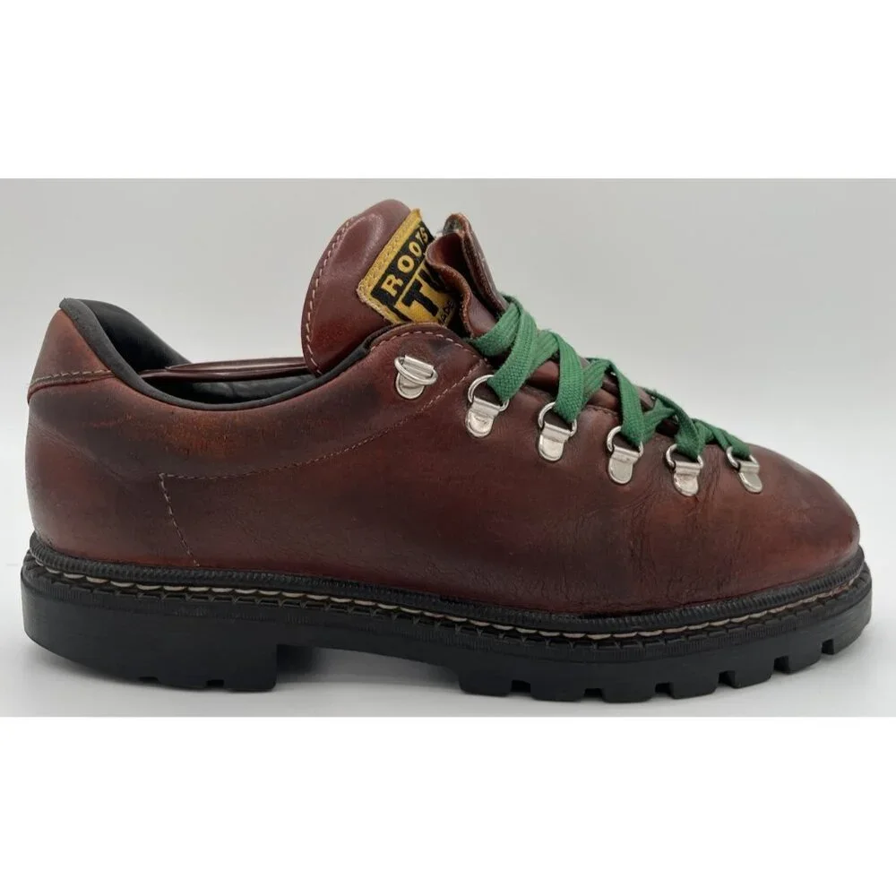 ROOTS TUFF Canada Brown Leather Low Cut Mountain Hiking Boots Men's US 8 D